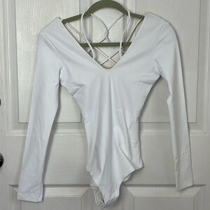 NEW DAVID LERNER White long sleeve bodysuit NOLITA Strappy bodysuit size Small